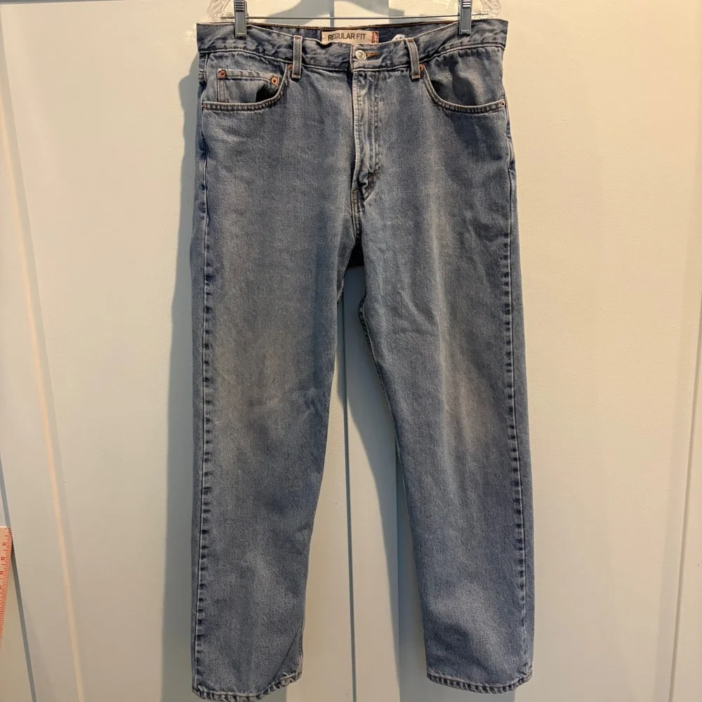 Y2K Levi's 505 Regular Fit Jeans Mens 36x32 Light Wash Straight‎ Leg 100% Cotton
